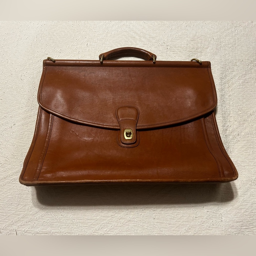 Vintage Coach E03-5266 Messenger Crossbody Briefcase Tan Leather